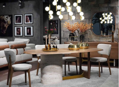 Design dining room set 5 pieces. Modern Furnishings Wood Table 4x Chairs Suite new